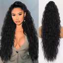 ORSUNCER Ponytail Extension Claw 30" Curly Pony Tail Clip in Hair Extensions Fluffy Natural Looking Synthetic Hairpiece for Women Black