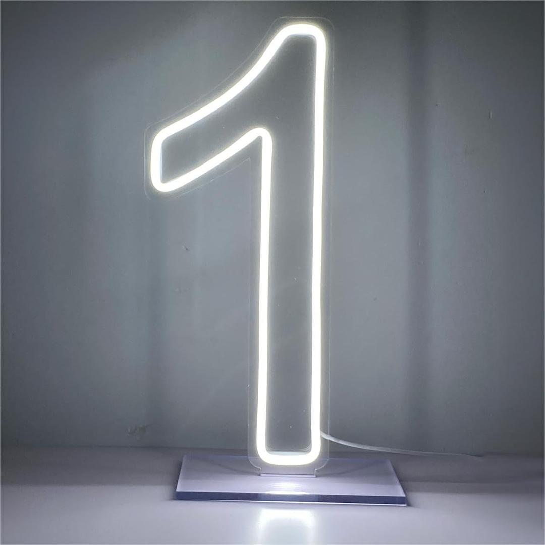 LED Neon Signs Number 1 Birthdays Decor Neon Lights Party USB Plus Battery Case Light up your baby's birthday with our Neon Number One Sign (Number 1)