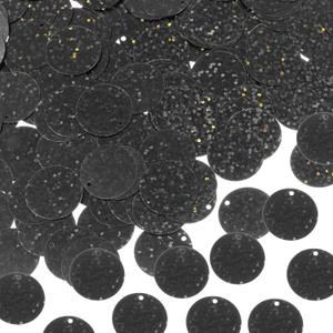 MECCANIXITY 450 Pcs Flat Round Sequins 20mm/0.8 Inch Loose Paillettes Craft Sewing Sequins with Single Side Hole for DIY Embroidery Clothing Jewelry Making, Laser Black