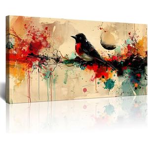 Lapremoly Abstract Wall Art For Living Room Wall Decoration For Bedroom Office Home Wall Decor Pictures Posters Artwork Abstract Watercolor Bird Painting Hotel Canvas Art Modern Wall Decor 20" x 40"