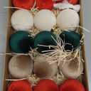 24 Pcs Velvet Christmas Ornaments 2.36 Inch Neutral Shatterproof Plastic Velvet Balls Flocked Ornaments for Christmas Tree Hanging Decorations (Multicolored)