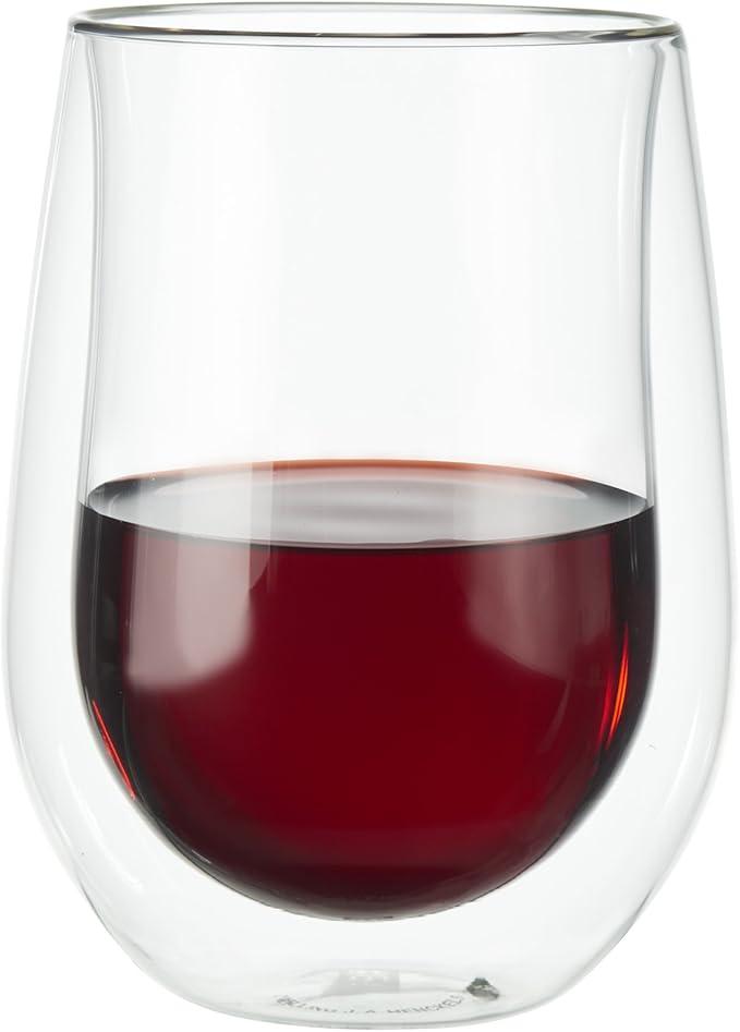 ZWILLING J.A. Henckels Double-Wall Red Wine Glass Set, 12 fl. oz