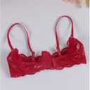 SOLY HUX Women's Sexy Lace Bra Lace Push Up Lingerie Naughty Bras Open Cup Sheer Shelf Corset Tops Nightwear 1/4 Cups