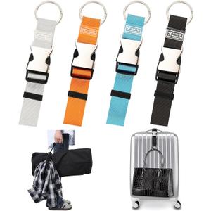 Luggage Straps, 4 Pcs Add a Bag Luggage Strap for Suitcases, Personalized Heavy Duty Metal Buckle Travle Belt Strap for Carry On Bag Accessories for Travel(Black, Gray, Blue, Orange)