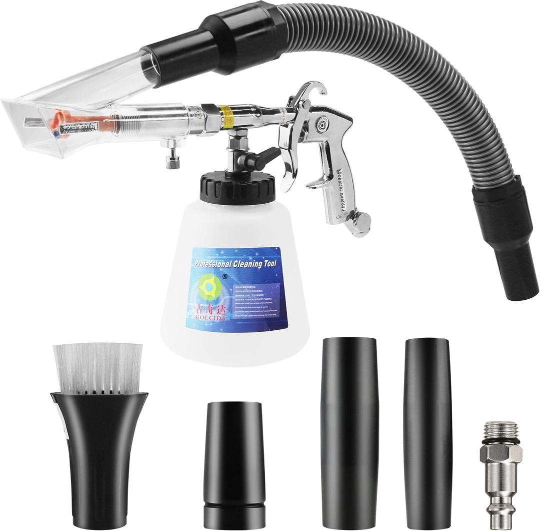 GOCCIDA Car Cleaning Kit Multi-Purpose Cleaning Gun Detachable Sprinkler Head for Car Interior Plush Toy Blanket Cleaning Works with Air Compressor