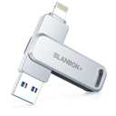 MFi Certified 256GB Flash Drive for iPhone Photo Stick, USB Memory Stick High Speed iPhone Flash Drive, External Memory Storage USB Stick Thumb Drive for iPhone/iPad/Android/PC (Metallic Silver)