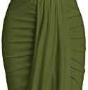 ZAFUL Women's Casual Sleeveless Summer Two Piece Outfits Crop Top and Side Split Draped Ruched Maxi Skirt Set Solid Suiting Size XL