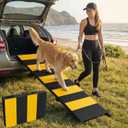 Dog Ramp for Car 71" X 17.6" Extra Long Folding Pet Ramp for Large Dogs up to 250 LBS, Heavy-Duty Aluminum Frame, High-Visibly Yellow Dog Ramps for SUV Truck Cars