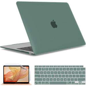 IBENZER Compatible with 2022 2021 2020 MacBook Air 13 inch case M1 A2337 A2179 A1932, Hard Shell Case&Keyboard Cover&Screen Film for Mac Air 13 with Touch ID, Midnight Green,AT13MTGN+2