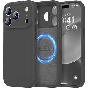 LOVE 3000 Designed for iPhone 17 Pro Case, Premium Silicone [Compatible with Magsafe][Soft Anti-Scratch Microfiber Lining] Shockproof Protective Phone Case for Men Women 6.3", Black