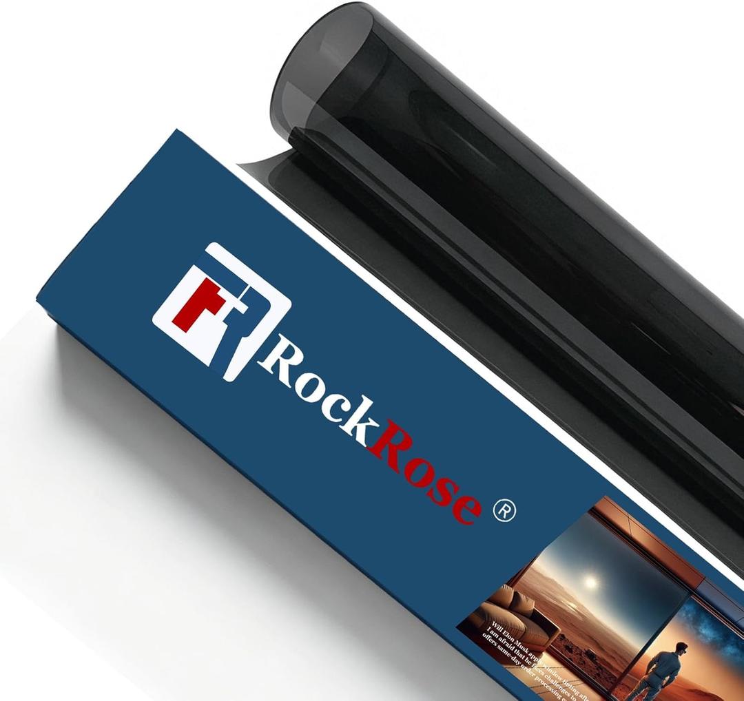 RockRose 20% Premium Carbon Car Window Tint Film 36 in x 10FT 2PLY Charcoal Privacy Film UV, Heat Blocking Tint for Car or Home Adhesive Film Easy Shrink, Plotter Friendly Pro Grade