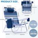 Beach Chair 2 Pack Aluminum 5 Positions Lay Flat Mesh Fabric Folding Beach Reclining Chair with Backpack Straps, Cooler Bag & Cup Holder for Outdoor Lawn Camping