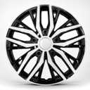 17 Inch Silver Hubcaps with Adjustable Steel Retention Rings, Premium ABS Universal Fit, Set of 4 Wheel Covers (Silver-Black)