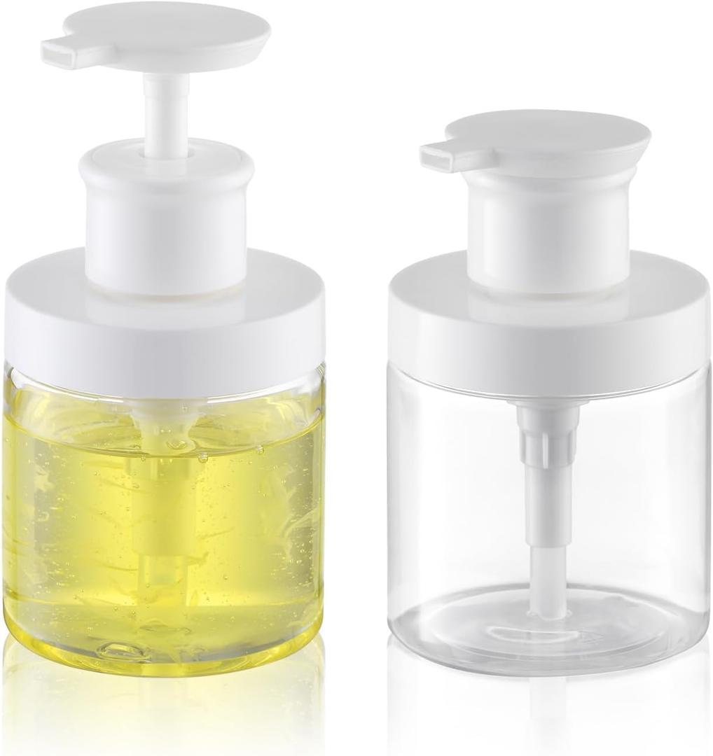 Lulupack Pump Bottle Dispenser for Soap - 8 oz Plastic Empty Container for Shampoo and Conditioner - Refillable Lotion Jar for Shower and Hand Soap - Wide Mouth Wash Bottle for Bathroom 250ml Clear
