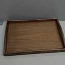 14.5x10Inches Black Walnut Wooden Ottoman Tray with Handles,Square Coffee Table Serving Tray for Home Decor,Couch Table for Party,Patio Breakfast Trays for Bed no Legs