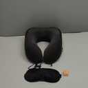 MLVOC Travel Pillow 100% Pure Memory Foam Neck Pillow, Comfortable & Breathable Cover, Machine Washable, Airplane Travel Kit with 3D Contoured Eye Masks, Earplugs, and Luxury Bag, Standard (Black)