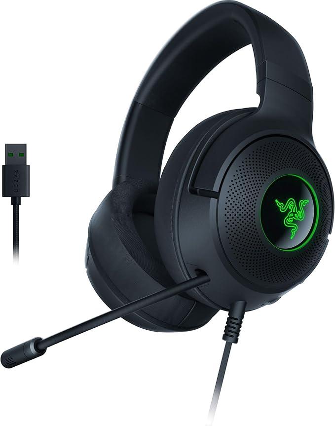 Razer Kraken V3 X Wired USB Gaming Headset: Lightweight Build  Triforce 40mm Drivers  HyperClear Cardioid Mic  7.1 Surround Sound  Chroma RGB Lighting  Black
