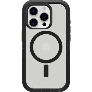 OtterBox iPhone 15 Pro (Only) Defender Series XT Clear Case - Dark Side (Black/Clear), Screenless, Rugged, Snaps to MagSafe, Lanyard Attachment