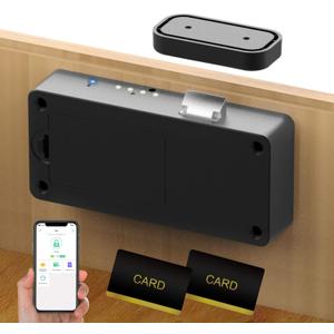 Anweller Smart Cabinet Lock, Hidden No Drill Adhesive Baby Proofing Child Proof Drawer Locks, Keyless RFID Bluetooth Cabinet Locks for Adults File Kitchen Cupboard Closet Liquor  Black