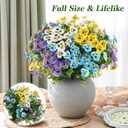 40 Bundles Artificial Fake Pansy Flowers for Outdoor Faux Silk Pansies Flowers for Outside Planter Porch Yard Patio Window Box Summer Decor(White, Yellow, Blue, Purple)