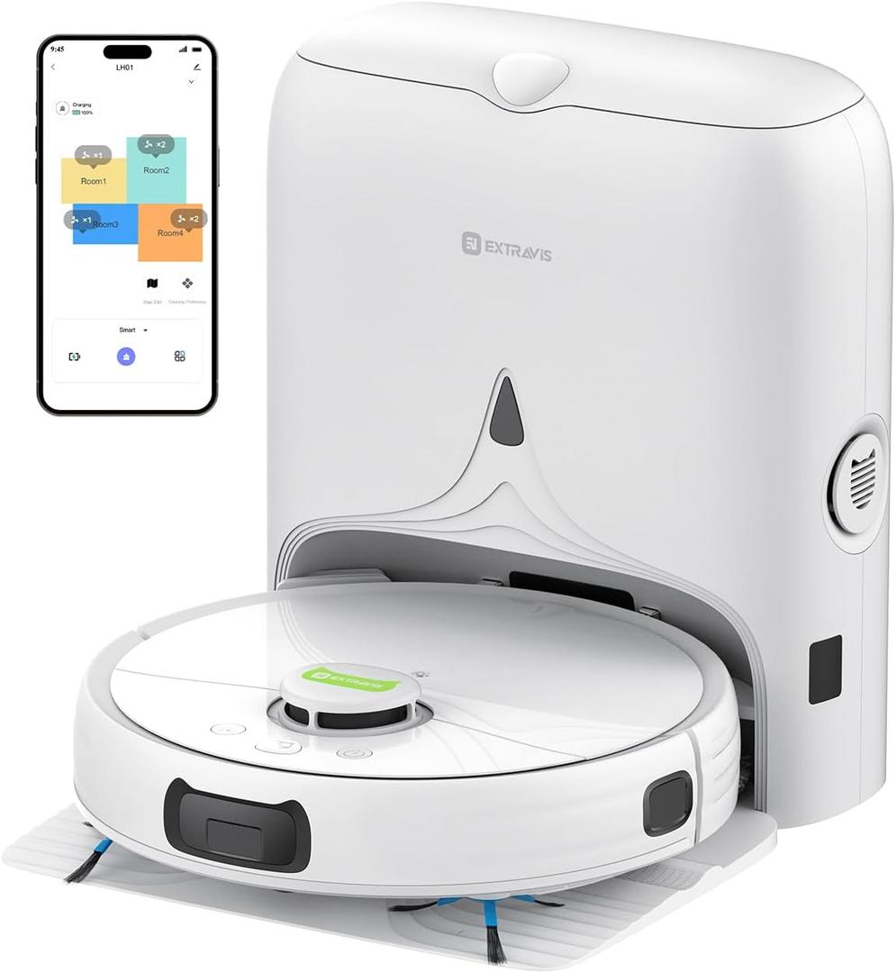V5 PRO Robot Vacuum and Mop Combo, 10000Pa Suction, Self-Emptying Station, LDS Laser Navigation, Tangle-Free Brush for Pet Hair, Deodorizing Spray, Liftable Mop