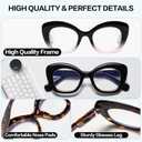 3 Pack Oprah Style Cat Eye Reading Glasses Women, Oversized Anti Blue Light Cateye Readers with Spring Hinges