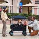 EVER ADVANCED Wagon Stroller for 2 Kids, Compact One-Step Fold Stroller Wagon with Adjustable Push/Pull Handles, Folding Wagon for Travel, Park & Beach, Includes Removable UV Canopy, Blue