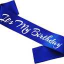 It's My Birthday Sash, Silver Foil Letter Royal Blue Birthday Sash for Women Bday Party Supplies, Gifts for Bday Party Favors