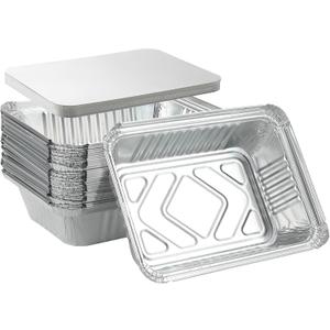 25Pack Disposable Aluminum Foil Pans with Lids, Heavy Duty Bread Tins 2.25LB - Capacity 8.5x6.3 Takeout Pans, Tin Foil for Reheating, Baking