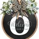 Circular Surname Front Door Welcome Sign - 26 Letter House Wreath, Front Porch Decorations, Year-Round Home Decor (O)