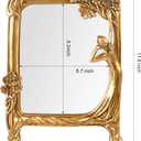 Vintage Gold Mirror Wall Decor - Small Vanity Mirrors, Antique Decorative for Desk Room, Frame Arched Victorian Decoration for Home Table, Standing Framed Gift for Furniture Living Bedroom, Rectangle