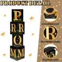 Sotiff 4 Pcs Large Prom Column Standup Photo Booth 2026 Prom Decorations 51.18inch Black and Gold Grad Night Party Decor for 2026 Graduation Decorations Supplies