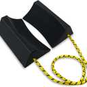 HOXWELL Dual Wheel Chocks, Light Non-Slip Wheel Stoppers with Nylon Rope Yellow Reflective Tape, Wheel Block for Lightweight Travel Trailer, Light Truck, Car, Tractor, Lawnmower 1 Pair, Black&Yellow
