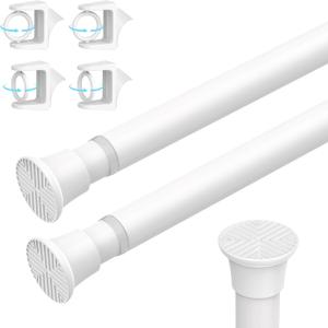 AIZESI 2PCS White Tension Curtain Rod 18-36 Inch Adjustable Curtain Rod No Drilling Tension Rods Small Tension Rod Spring Tension Curtain Rods, for Windows, Door And Closet (18"-36"-2p)