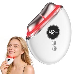 4-in-1 Red Light Therapy for Face and Neck, Gua Sha Facial Tool with Heat & Vibration, Face Massager Tool for Puffiness, Smoothing, Firming, Gifts for Women & Men (White)