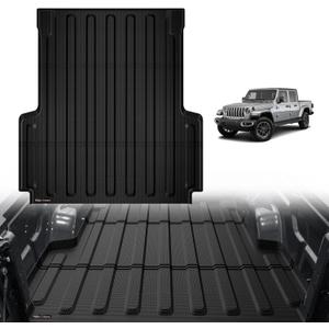 TripleAliners Truck Bed Mat Compatible with 2020-2023 2024 2025 Jeep Gladiator JT Accessories 5FT Vehicle Perfectly Flush All Weather Protection TPE Heavy Duty Pickup Car Bed Cargo Mat