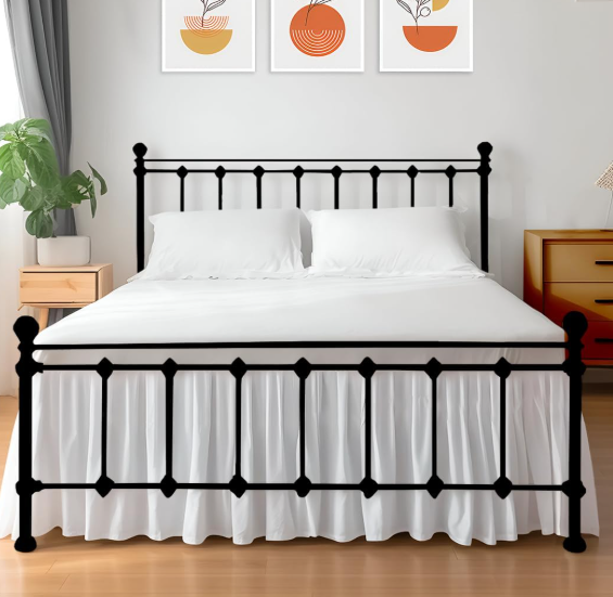 Shreem Linen Ruffled Bed Skirt with Split Corners, Gathered Style, 100% Microfiber, 15Inch Drop, Dust Ruffle Bedskirt with Platform, Queen, White