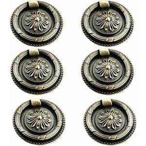 Drop Ring Handles Dresser Ring Pull Brass Oil-Rubbed Bronze 2 inch Diameter Cabinet Cupboard pulls Drawer Ring Handle knob 6Pcs
