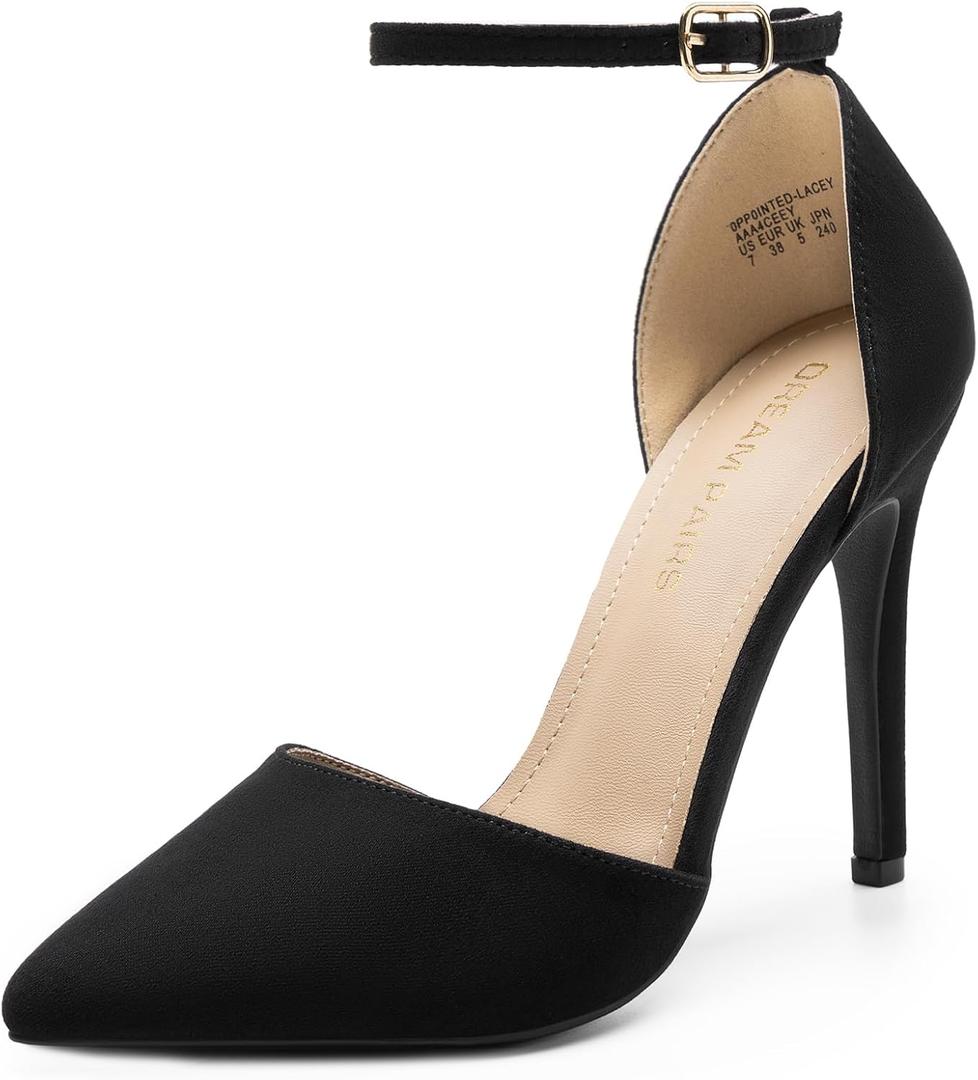 DREAM PAIRS Women's Oppointed-Lacey Pointed Toe Ankle Strap High Heel Stiletto Pumps Wedding Dress Shoes (8.5)