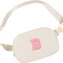 Initial Letter Fanny Pack for Girls,Patch Belt Bag,Toddler Crossbody BagsGifts for 3 4 5 6 7 8 9 10 11 37 Year Old Teens Kids,Christmas Graduation Gifts for Teen Girls (Beige-N)