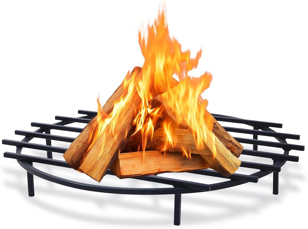 30 Inch Fire Pit Grate Round Heavy-Duty Solid Steel Fire Pit Grate with Elevated Legs, Multi-Functional Log Holder for Fireplace Outdoor Camping, Backyard Barbecue, Cooking