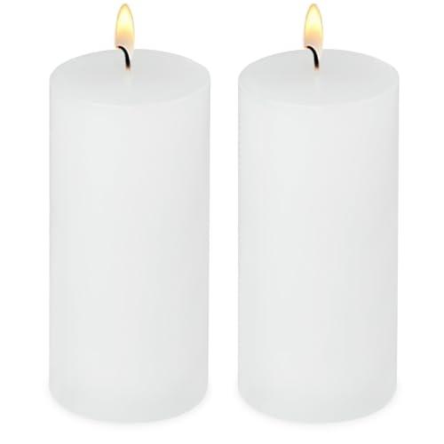 2 Pack 3x6 Inch White Unscented Pillar Candles - 70 Hour Long Burning Dripless Smokeless Candles for Home Decor Weddings Festivals Spa Meditation