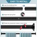 ZOCONE Tension Curtain Rod 51-168 In(4.25-14 Ft), Outdoor Curtain Rod No Drilling for Patio Window, Adjustable Shower Curtain Rod for Bathroom, Extra Long Tension Rod Diameter 1.26In Never Rust, Black