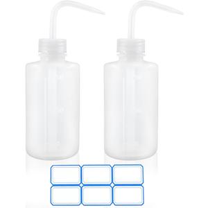 2 Pack 8oz (250ml) Wash Bottles with Narrow Mouth and Labels - Ideal for Medical Use, Succulent Care, Cleaning, and Washing