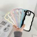 Compatible for iPhone 16 Case Cute Girly Clear Curly Wave Frame Shape for iPhone 16 Phone Case Wavy Shockproof Protective Phone Cover for Women Girls Phone Cases Clear Design, Black