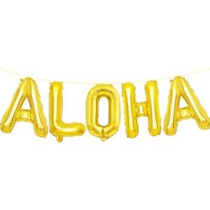 16 Inches ALOHA Letter Balloons Banner - Mylar Foil Alphabet Balloons Sign for Hawaiian Luau Party Decorations, Summer Beach Supplies, and Tropical Theme Celebrations 2 Pack