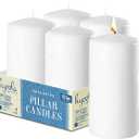 Hyoola White Pillar Candles 2-inch x 4-inch - Unscented Pillar Candles - Set of 4 - European Made