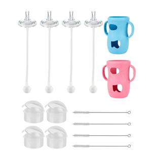 Straw Cup Conversion Kit for Avent Natural Glass Baby Bottle 8oz Includes Handle, Silicone Sleeve for Anti-Breakage, Straw Nipple & Weighted Straw