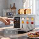Ganiza Smart Toaster 2 Slice with Touchscreen, Digital Countdown Timer, Touch Screen Toaster Wide Slot, Full Stainless Steel, Defrost Reheat Cancel, +/-10s Fine-Tune, Removable Crumb Tray, Max 925W