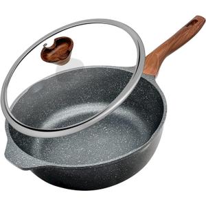Frying Pan with Lid Nonstick Skillet 11 Inch Wok Pan with Flat Bottom Woks & Stir-fry Pans for Electric, Induction and Gas Stoves